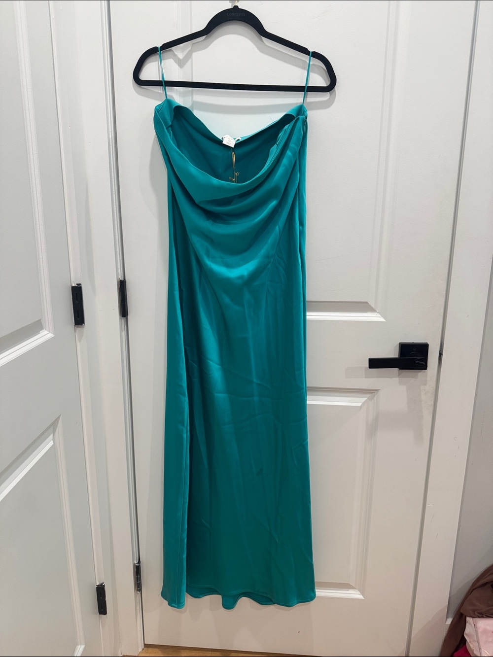 House Of Harlow Teal Satin Cowl Neck Slip Dress